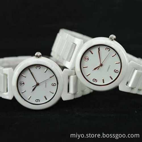 China Wholesale Fashion Luxurious Design Popular White Ceramic Unisex Wristwatch